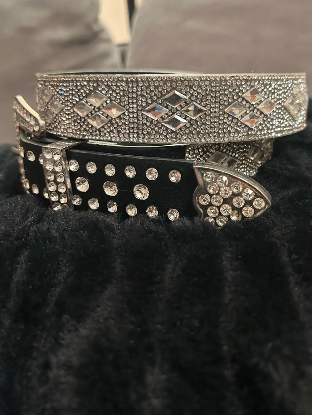 Genuine Leather Rhinestone Embellished Studded Women’s Belt Size Large